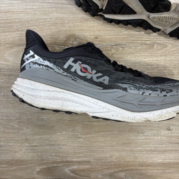 Hoka Shoes Mens Size 14 Stinson 7 Running Shoe Black Outer Orbit Athletic - Picture 2 of 9